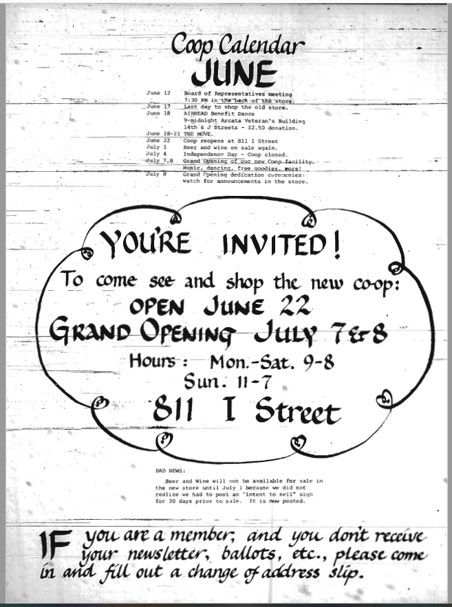 Throwback Article Arcata Grand Opening Invitation North Coast Co Op